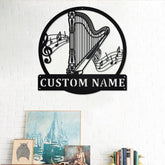 Custom Harp Musical Metal Wall Art, Personalized Harp Musical Name Sign Decoration For Room, Harp Musical Home Decor, Custom Harp Musical, Metal Laser Cut Metal Signs Custom Gift Ideas